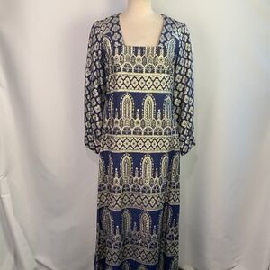 VTG Neiman Marcus Bob Cunningham Nellica Beitner Metallic Maxi Dress Size 8‎